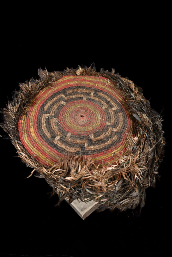 Prestige Hat - feathers, plant fibre - Tikar - Cameroon