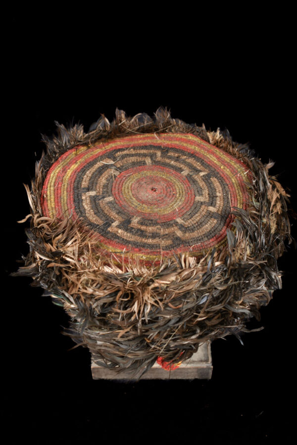Prestige Hat - feathers, plant fibre - Tikar - Cameroon