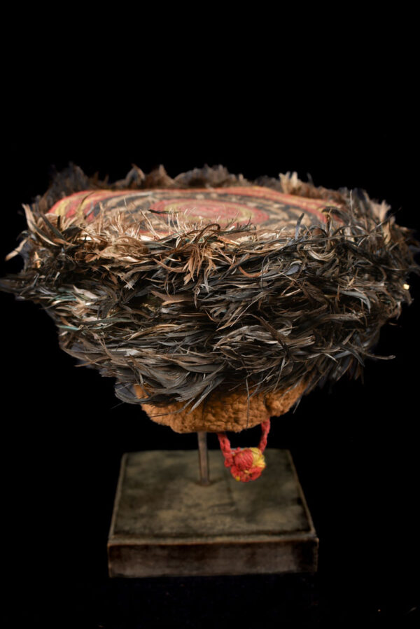Prestige Hat - feathers, plant fibre - Tikar - Cameroon
