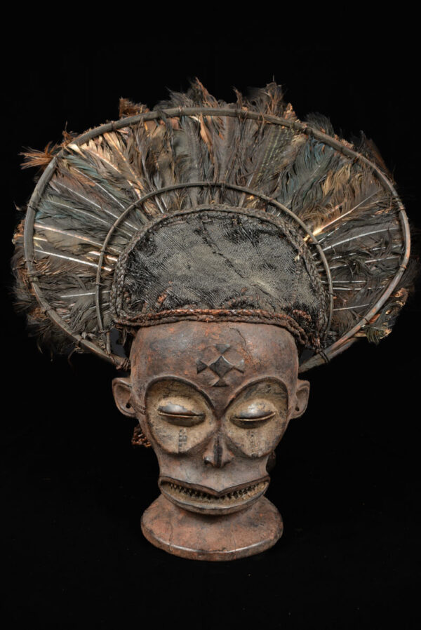 Chihongo Mask - Feathers, Wood - Chokwe - DR Congo