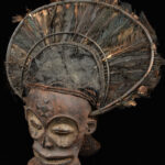 Chihongo Mask - Feathers, Wood - Chokwe - DR Congo