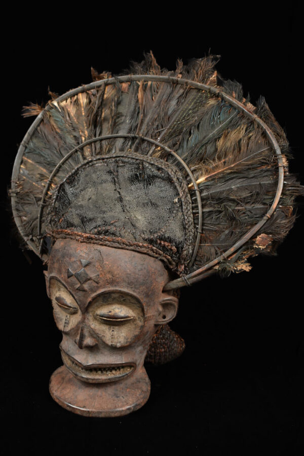 Chihongo Mask - Feathers, Wood - Chokwe - DR Congo
