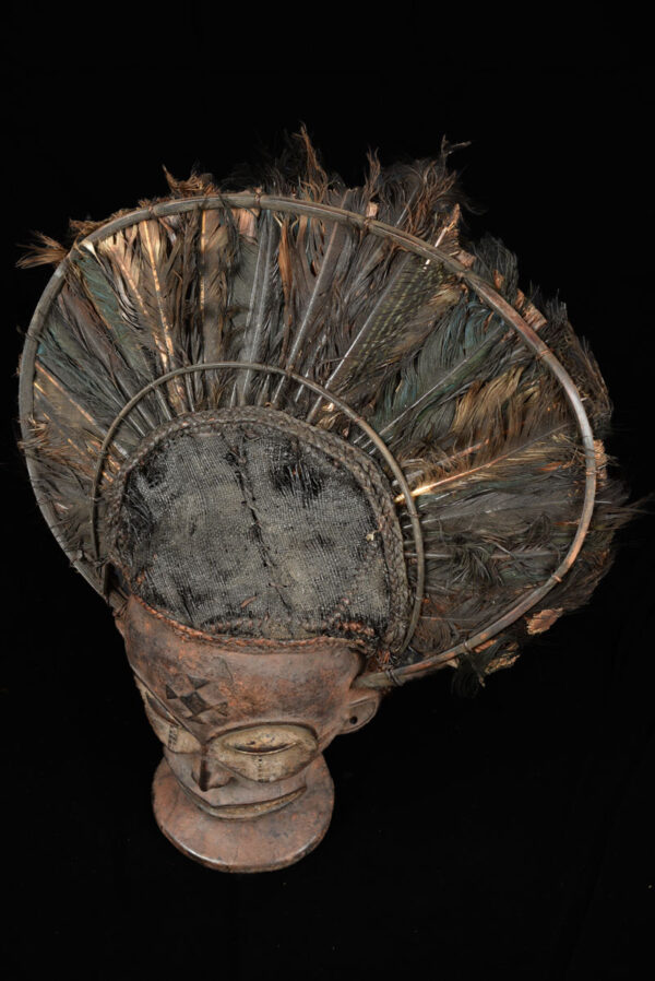 Chihongo Mask - Feathers, Wood - Chokwe - DR Congo