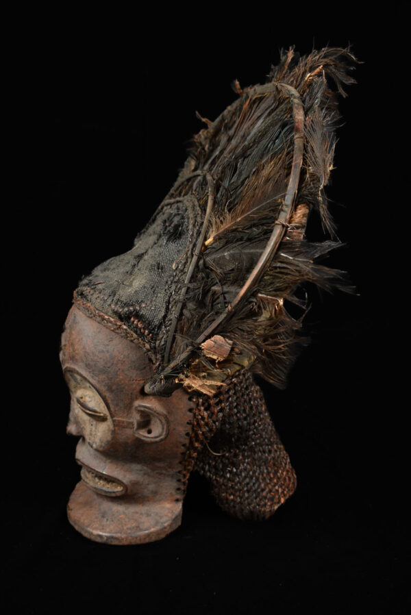 Chihongo Mask - Feathers, Wood - Chokwe - DR Congo