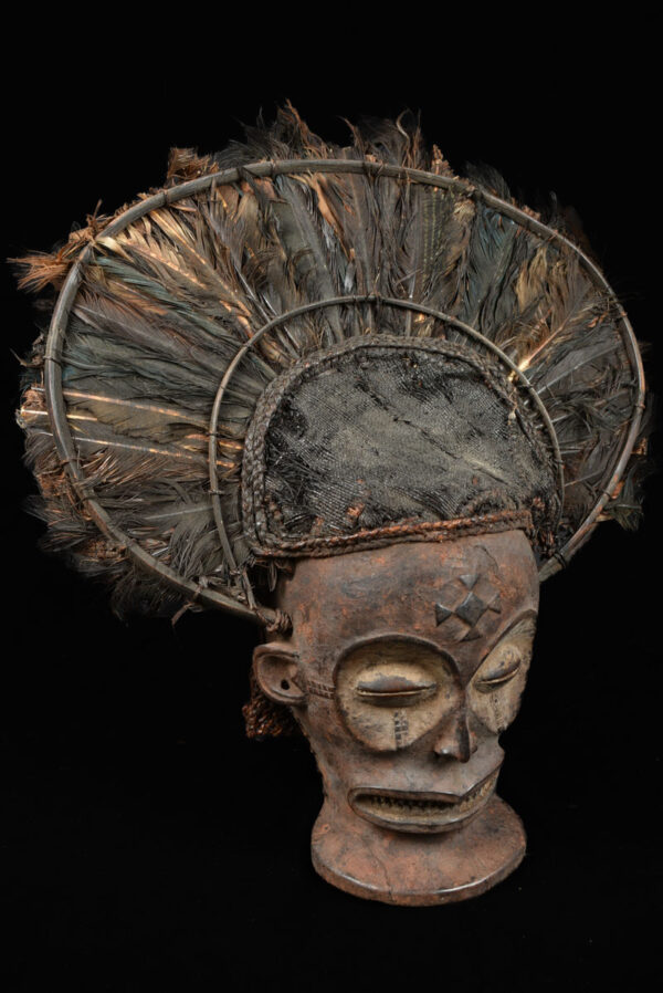 Chihongo Mask - Feathers, Wood - Chokwe - DR Congo