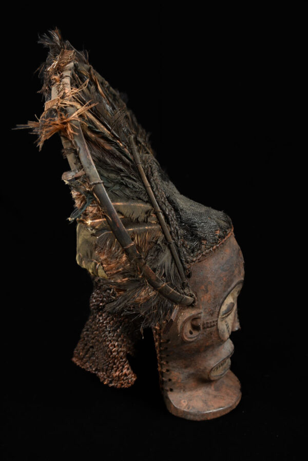 Chihongo Mask - Feathers, Wood - Chokwe - DR Congo