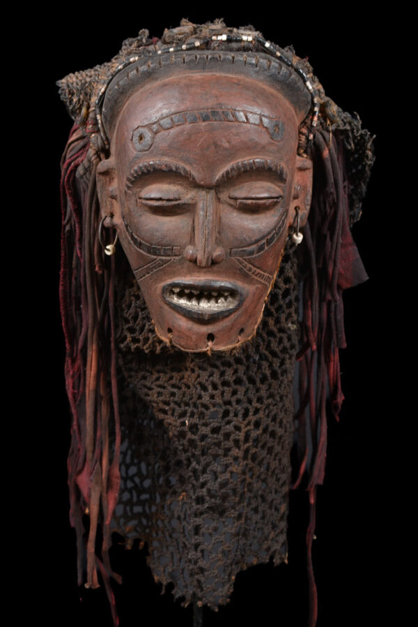 Mwana Pwo Mask - Wood, Rope - Chokwe - DR Congo