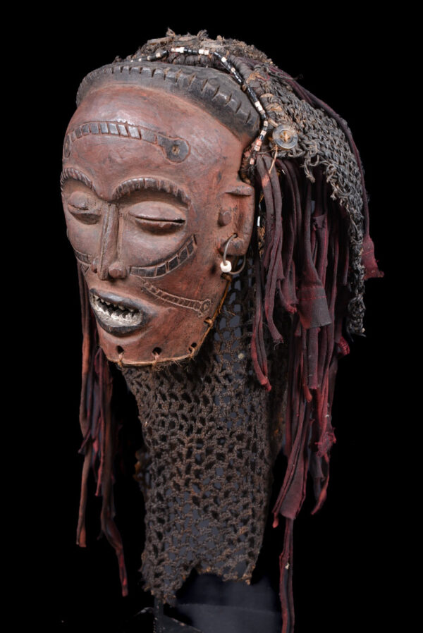 Mwana Pwo Mask - Wood, Rope - Chokwe - DR Congo