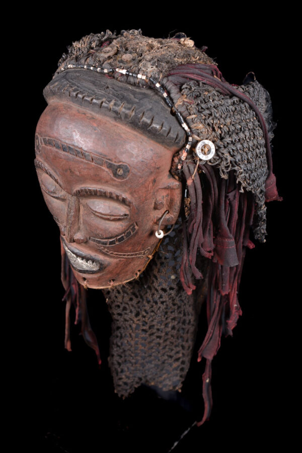 Mwana Pwo Mask - Wood, Rope - Chokwe - DR Congo