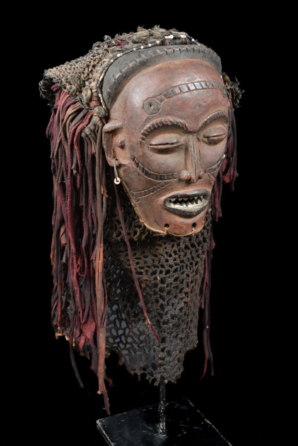 Mwana Pwo Mask - Wood, Rope - Chokwe - DR Congo