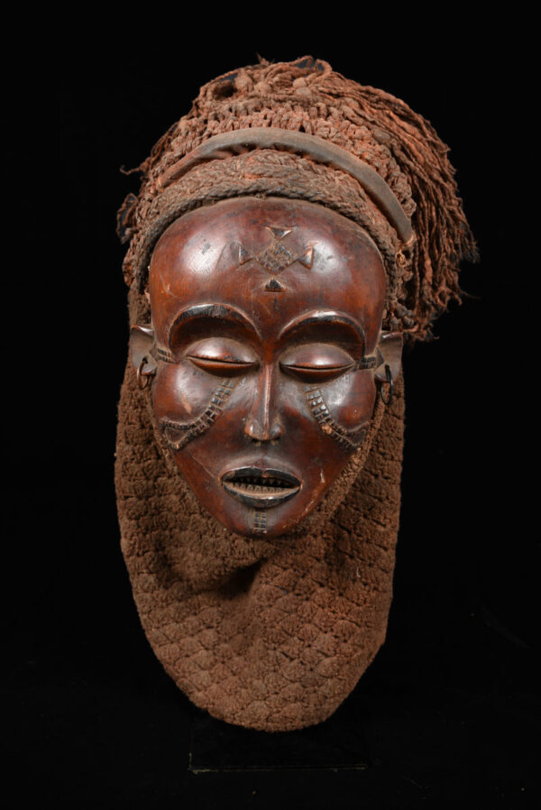 Mwana Pwo Mask - Wood, Rope - Chokwe - DR Congo