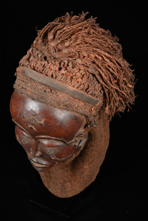 Mwana Pwo Mask - Wood, Rope - Chokwe - DR Congo