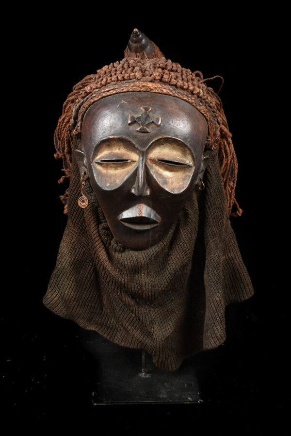 Mwana Pwo Mask - Wood, Rope - Chokwe - DR Congo