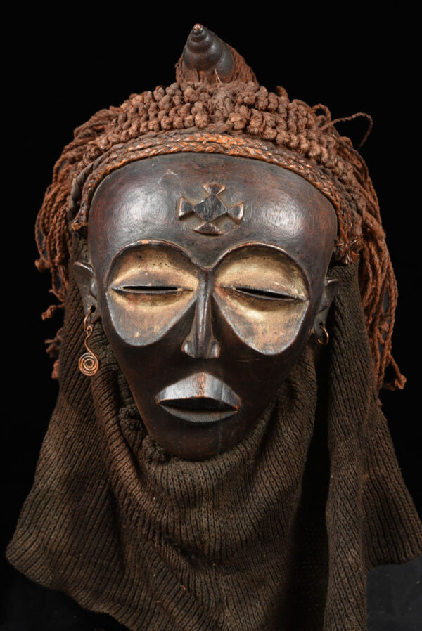 Mwana Pwo Mask - Wood, Rope - Chokwe - DR Congo