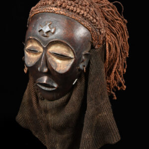 Mwana Pwo Mask - Wood, Rope - Chokwe - DR Congo