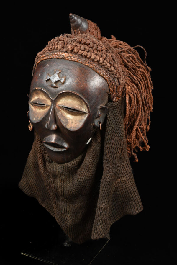 Mwana Pwo Mask - Wood, Rope - Chokwe - DR Congo