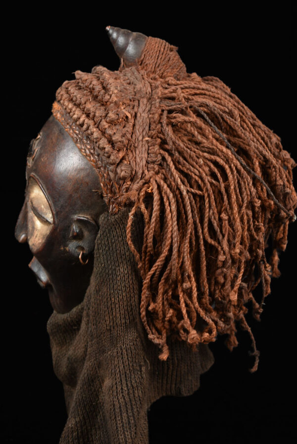 Mwana Pwo Mask - Wood, Rope - Chokwe - DR Congo