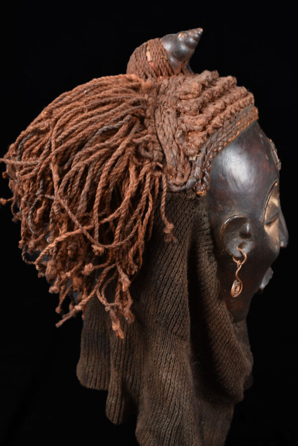 Mwana Pwo Mask - Wood, Rope - Chokwe - DR Congo
