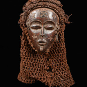 Mwana Pwo Mask - Wood, Rope - Chokwe - DR Congo