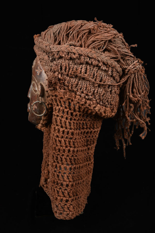 Mwana Pwo Mask - Wood, Rope - Chokwe - DR Congo