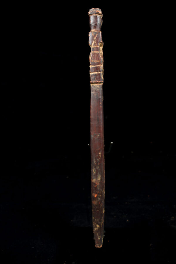 Unique wooden ritual figure / drum handle from Nepal. Wonderful patina of use. Provenance: former private collection from Germany.