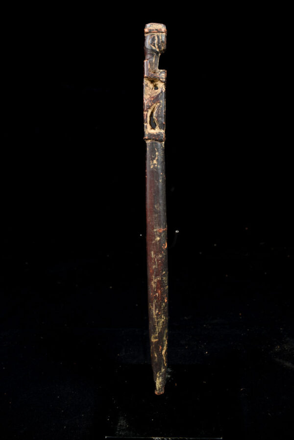 Unique wooden ritual figure / drum handle from Nepal. Wonderful patina of use. Provenance: former private collection from Germany.