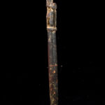 Unique wooden ritual figure / drum handle from Nepal. Wonderful patina of use. Provenance: former private collection from Germany.