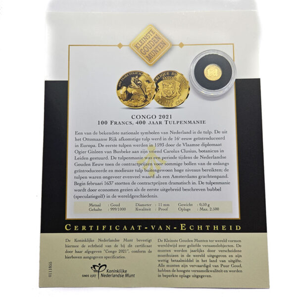 Congo 100 Francs 2021 400 years Tulip mania