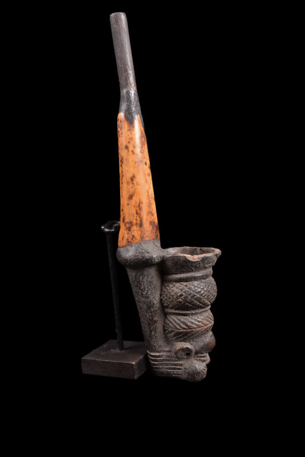 Ceremonial Pipe - Clay, Bone - Bamun - Cameroon