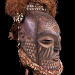 Helmet Mask - Wood, Shells, Beads, Raphia - Nyet - Kuba - Congo