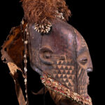 Helmet Mask - Wood, Shells, Beads, Raphia - Nyet - Kuba - Congo