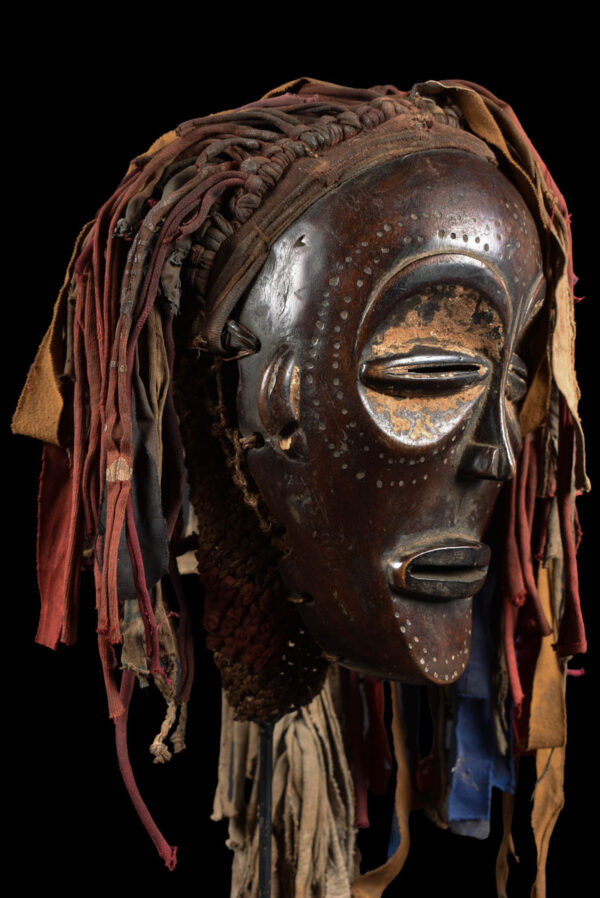 Mwana Pwo Mask - Wood, Rope - Chokwe - DR Congo