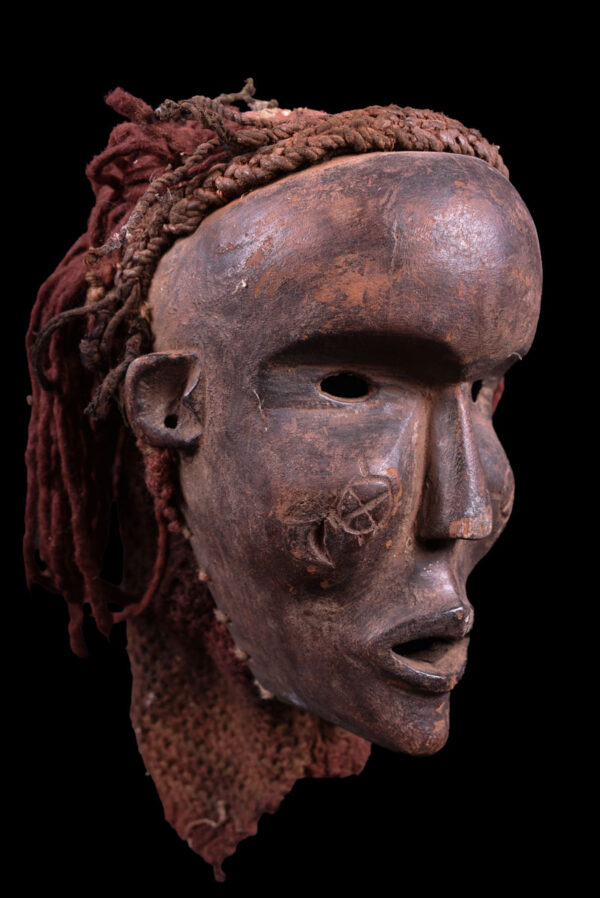 Mask - Wood, Raphia - Lwena - Angola