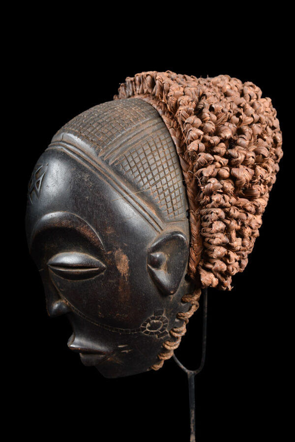Mwana Pwo Mask - Wood, Rope - Chokwe - DR Congo