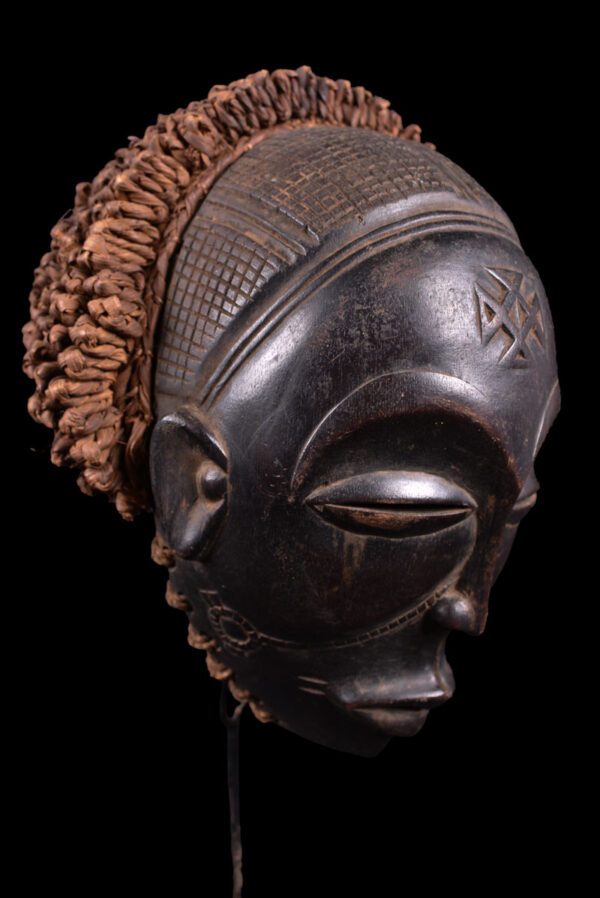 Mwana Pwo Mask - Wood, Rope - Chokwe - DR Congo