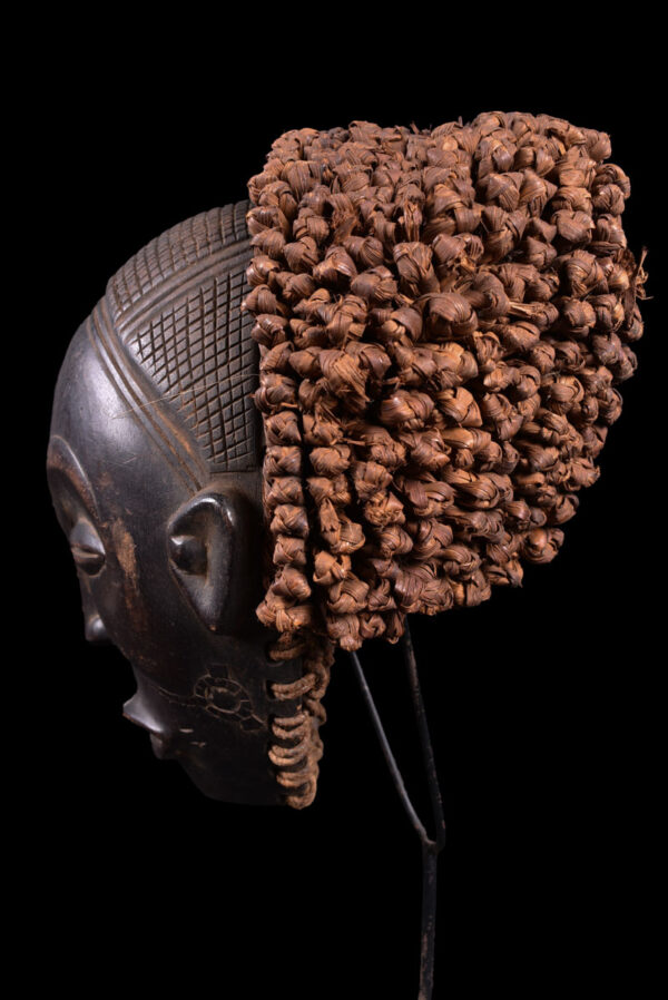 Mwana Pwo Mask - Wood, Rope - Chokwe - DR Congo