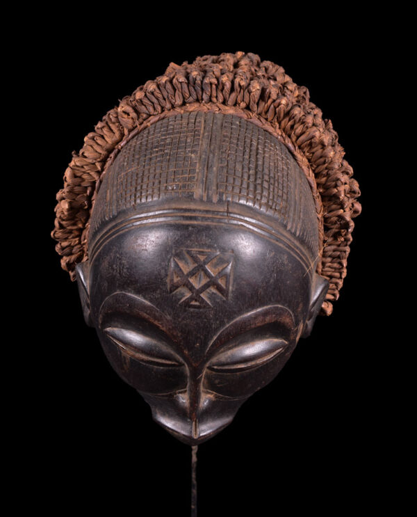 Mwana Pwo Mask - Wood, Rope - Chokwe - DR Congo