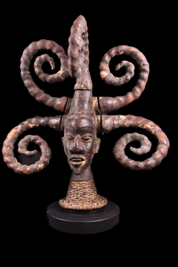 Crest Mask - Wood, Antelope skin - Ejagham - Ekoi - Nigeria