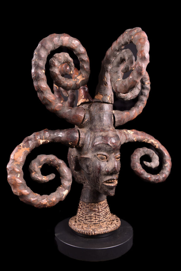 Crest Mask - Wood, Antelope skin - Ejagham - Ekoi - Nigeria