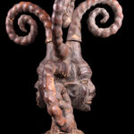 Crest Mask - Wood, Antelope skin - Ejagham - Ekoi - Nigeria
