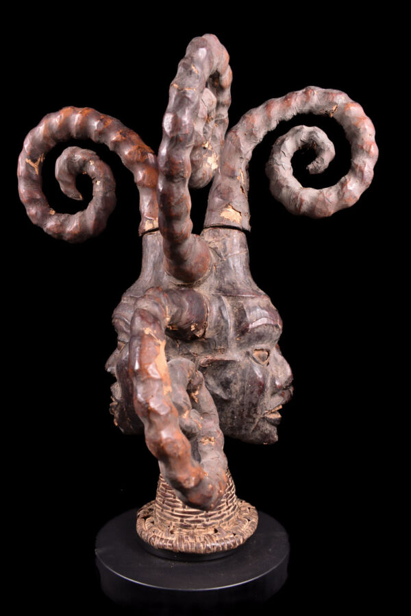 Crest Mask - Wood, Antelope skin - Ejagham - Ekoi - Nigeria