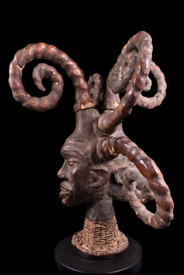 Crest Mask - Wood, Antelope skin - Ejagham - Ekoi - Nigeria