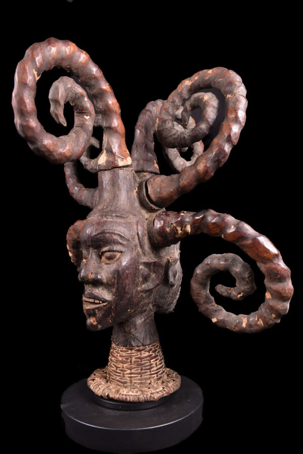 Crest Mask - Wood, Antelope skin - Ejagham - Ekoi - Nigeria