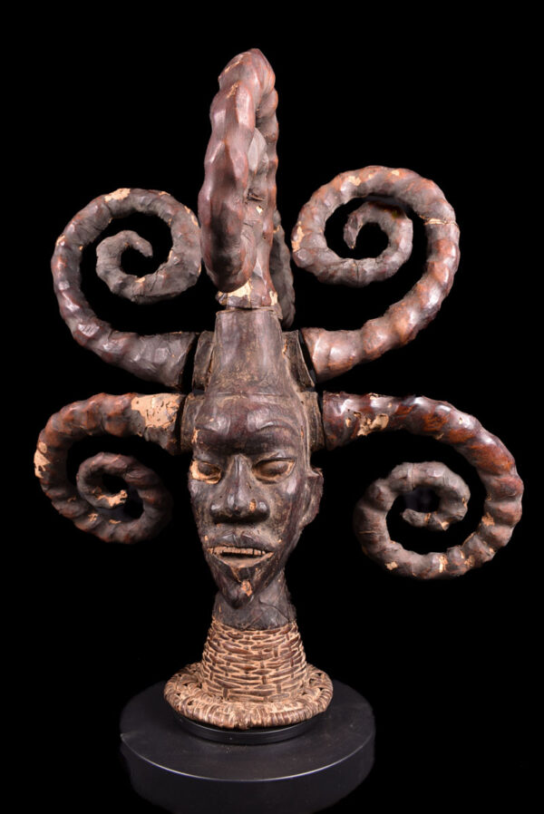 Crest Mask - Wood, Antelope skin - Ejagham - Ekoi - Nigeria