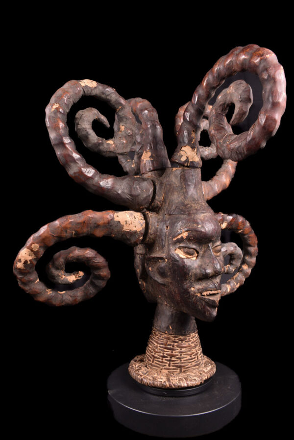 Crest Mask - Wood, Antelope skin - Ejagham - Ekoi - Nigeria