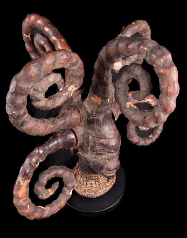Crest Mask - Wood, Antelope skin - Ejagham - Ekoi - Nigeria