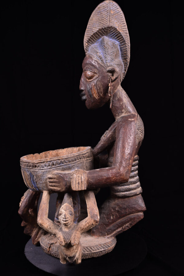Divination bowl figure - Wood - Yoruba - Nigeria