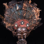 Chihongo Mask - Feathers, Wood - Chokwe - DR Congo