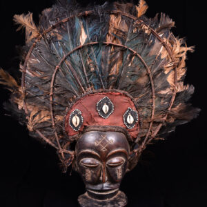 Chihongo Mask - Feathers, Wood - Chokwe - DR Congo