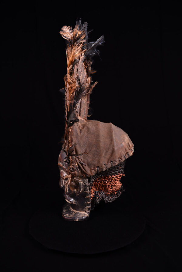 Chihongo Mask - Feathers, Wood - Chokwe - DR Congo